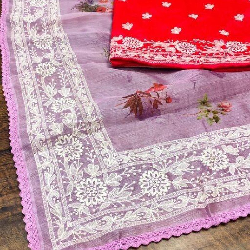 Aakarsha Pretty Floral Pink Sarees