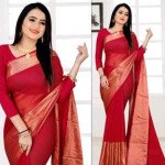 Kashvi Chiffon Viscose Silk Red  Sarees