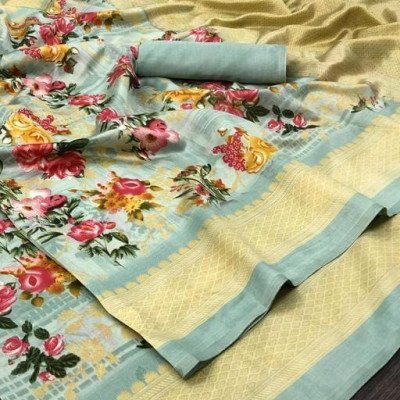 Classic Floral Printed Khadi Silk Sarees