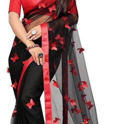 Adrika Banarasi Net Black Sarees