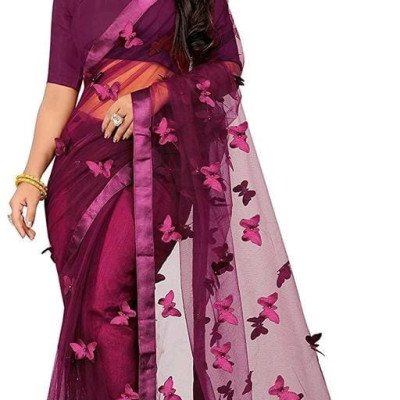 Adrika Banarasi Net Purple Sarees