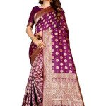 Banarasi Silk Purple Jacquard Saree With Blouse