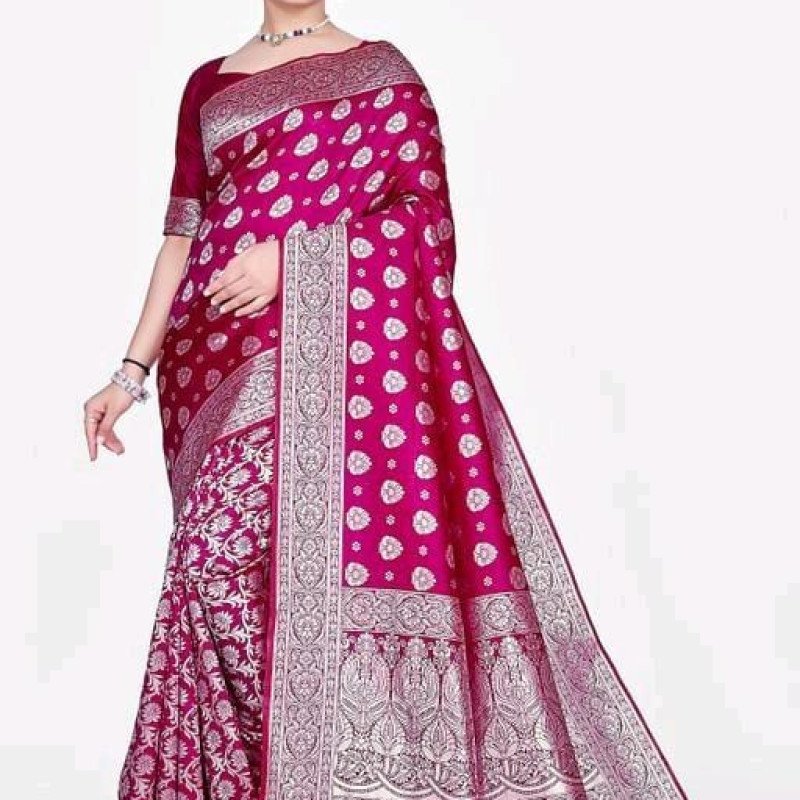 Multi Banarasi Silk Jacquard Saree With Blouse