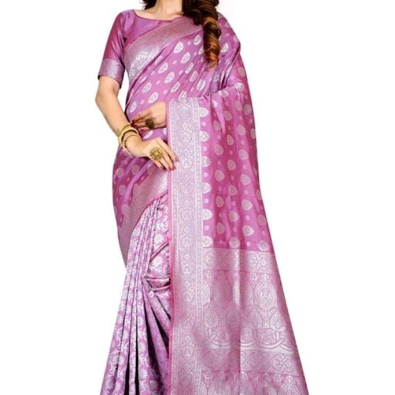 Classy Purple Banarasi Silk Jacquard Saree With Blouse