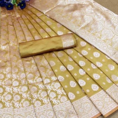 Best Yellow Banarasi Silk Jacquard Saree With Blouse