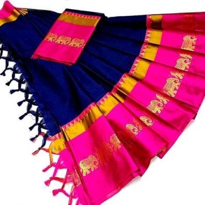 Jivika Petite Blue Cotton Silk Sarees