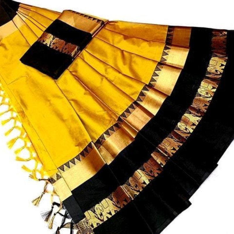 Jivika Petite Yellow Cotton Silk Sarees