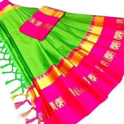 Jivika Designer Petite Cotton Silk Green Sarees