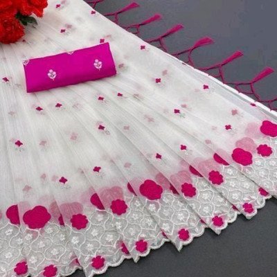 Alisha Sensational White Super Net Sarees