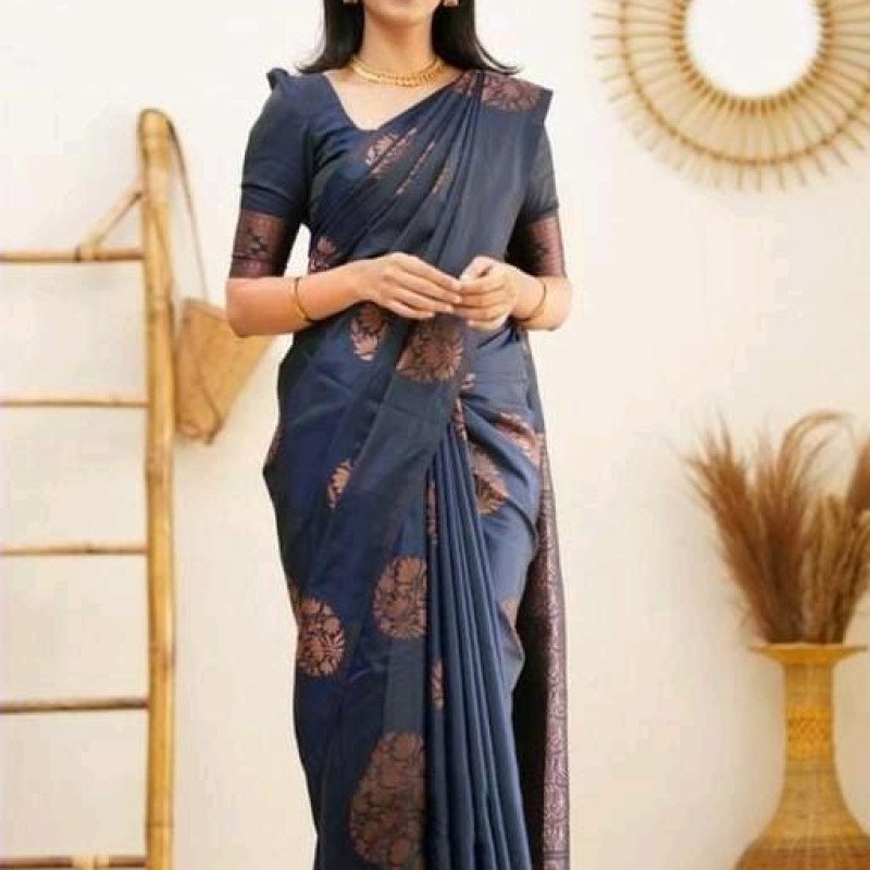 Charvi Drishya Navy Banarasi Silk Sarees