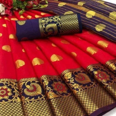 Aagyeyi Red Pretty Banarasi Silk Sarees