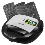 iBELL SM1301 Sandwich Maker 3 in 1, Detachable Plates for Toast, Waffle, Grill, 750W Toast, Grill, Waffle??(Black)