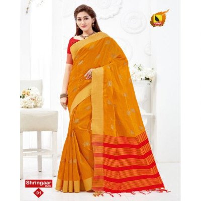 Shringaar Butta Chanderi Silk Saree With Blouse Piece