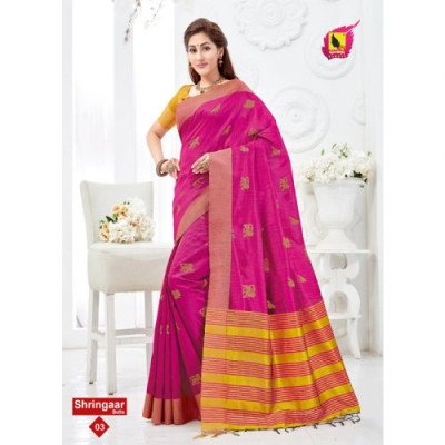 Shringaar Butta Chanderi Silk Saree With Blouse Piece