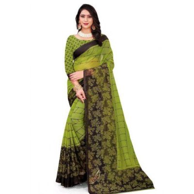 Aishani Pretty Green Printed Sarees