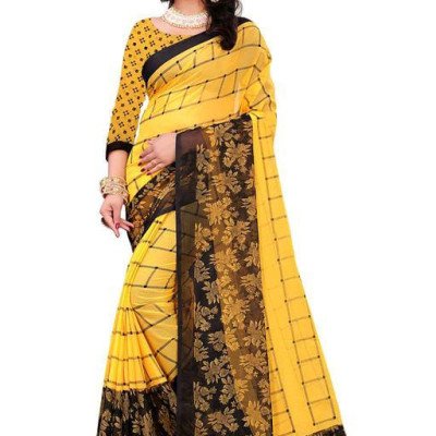 Aishani Pretty Yellow Printed Sarees