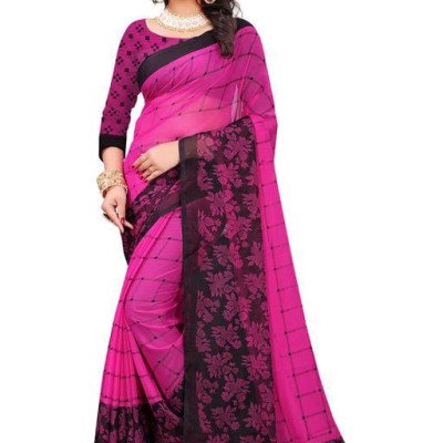 Aishani Pretty Pink Printed Sarees