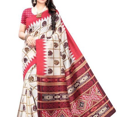 Classy Women's White Check Printed Saree 