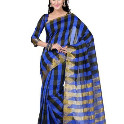 Jivika Blue Petite Cotton Silk Sarees