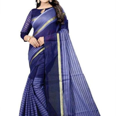 Aishani Refined Blue Striped Saree