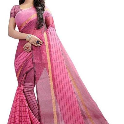 Aishani Refined Pink Striped Saree