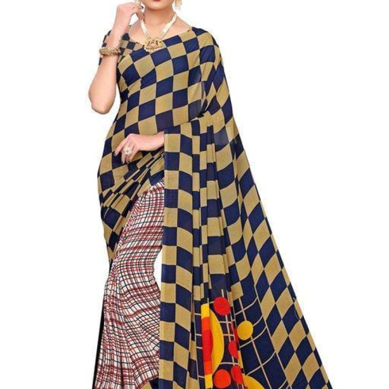 Aishani Fashionable Multi Check Sarees