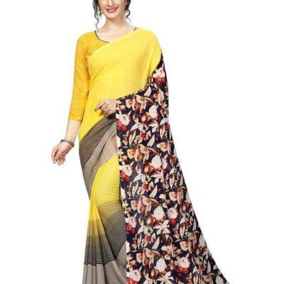 Aishani Fashionable Yellow Check Sarees