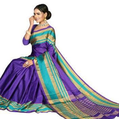 Aishani Voguish Purple Cotton Silk Sarees