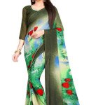 Charvi Graceful Georgette Green Printed Sarees 