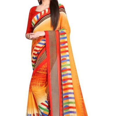 Charvi Graceful Georgette Orange Printed Sarees 