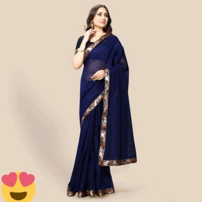 Banita Attractive Navy Cotton Sarees