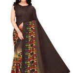 Jivika Refined Georgette Black Printed Sarees