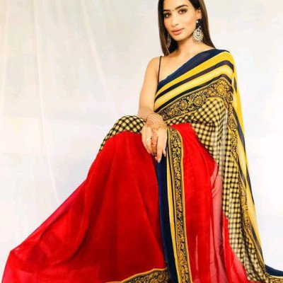 Adrika Georgette Red Printed Sarees