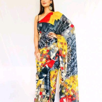 Aagyeyi Stylish Multi Printed Sarees