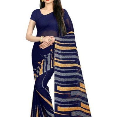 Jivika Drishya Navy Printed Sarees