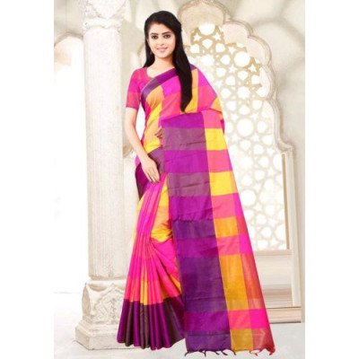 Aakarsha Multi Check Cotton Silk Sarees