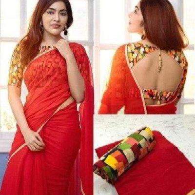 Adrika Alluring Red Georgette Sarees