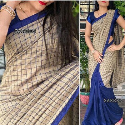 Jivika Sensational Georgette Blue Checked Sarees