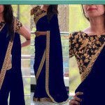 Aaryahi Navy Georgette Sarees with Lace border