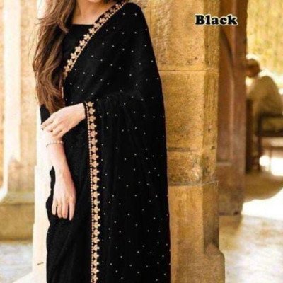 Charvi Attractive Black Georgette Sarees