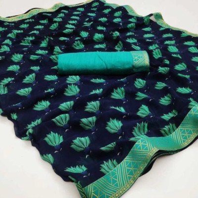 Aagam Fabulous Blue Printed Sarees