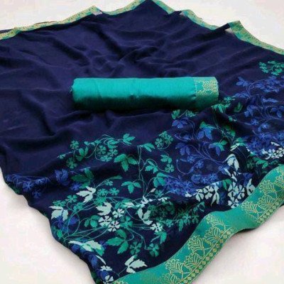 Aagam Classy Blue Printed Sarees