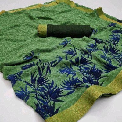 Aagam Elegant Green Printed Sarees