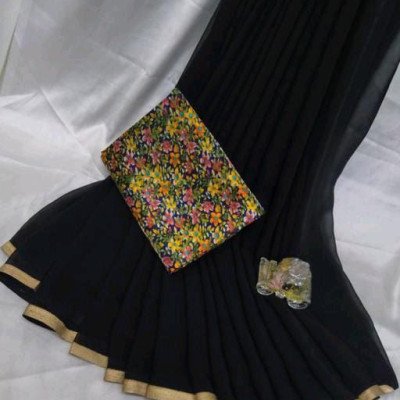 Alisha Fabulous Black Georgette Printed Sarees