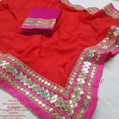 Myra Designer Red Women Sarees