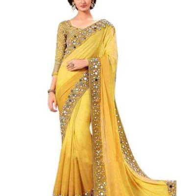 Kim Pretty Yellow Georgette Women's Sarees