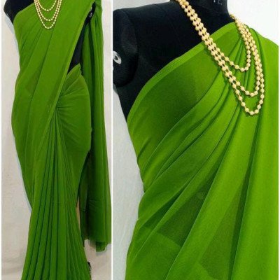 Chitrarekha Superior Green Georgette & Silk Sarees