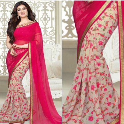 Banita Attractive Maroon Floral Printed Sarees