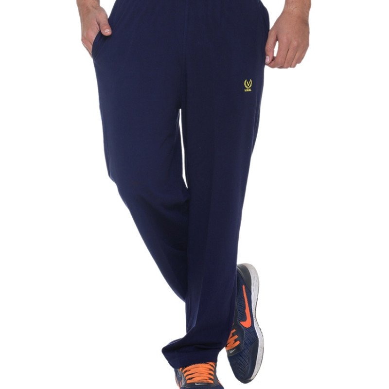 Navy Blue Cotton Blend Trackpant