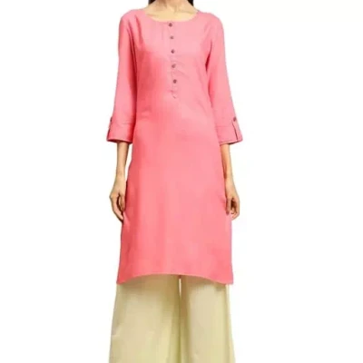 Classy Pink Women Rayon Straight Kurti